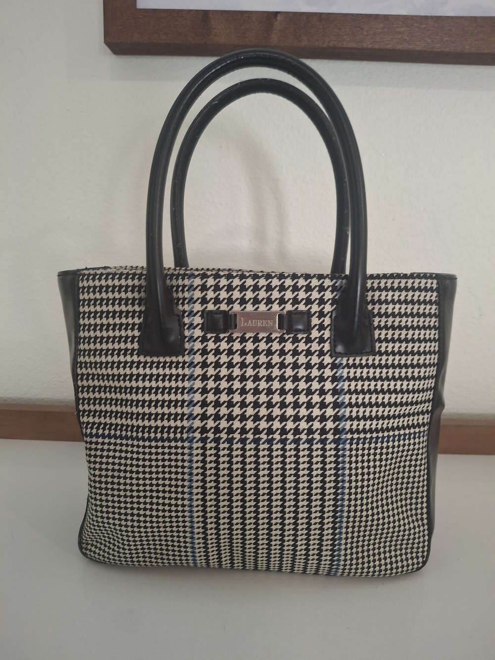 Vintage Ralph Lauren Black & White Houndstooth Tote